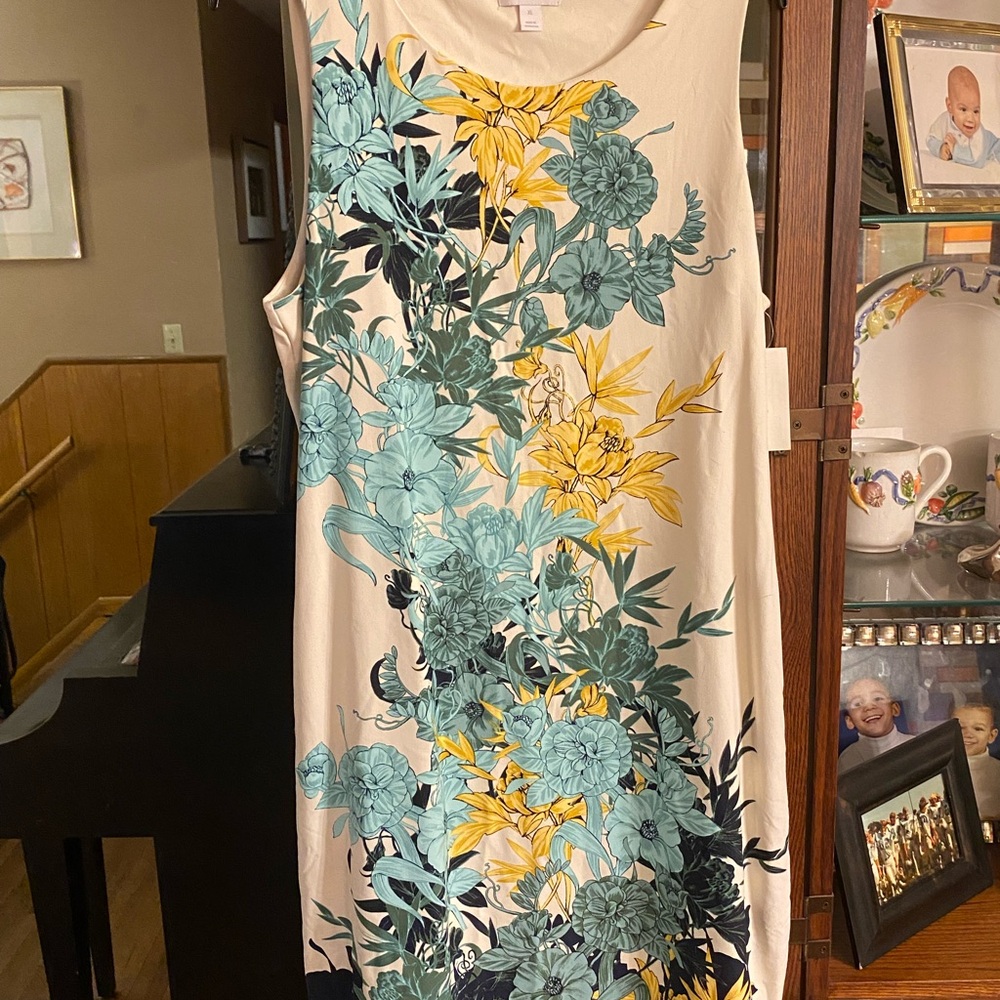 Charter Club Cream Dress with Yellow Floral Pattern